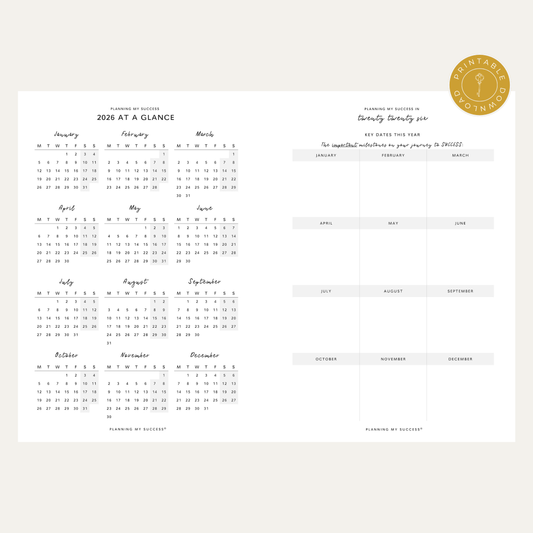 PRINTABLE Planning my Success in 2026 - Inserts Pack (Week on Two Page)