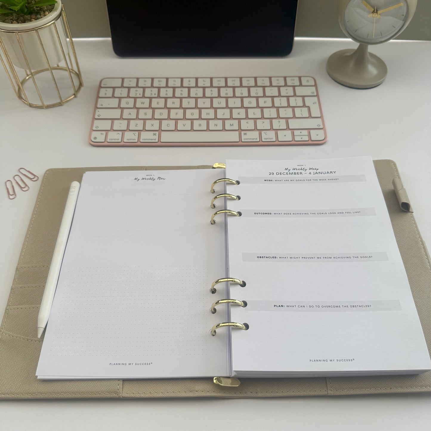 Planning my Success in 2026 - A5 Inserts Pack (Week on Two Page)