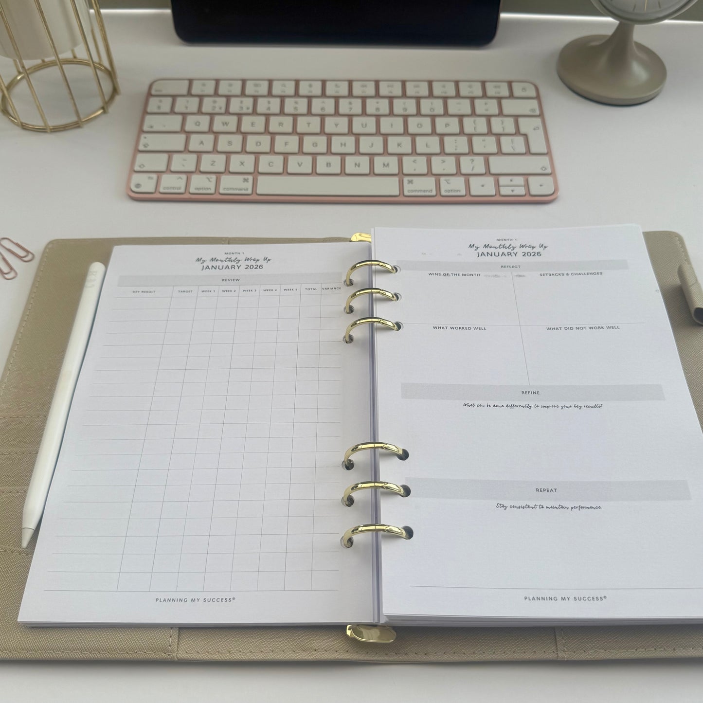 Planning my Success in 2026 - A5 Inserts Pack (Week on Two Page)