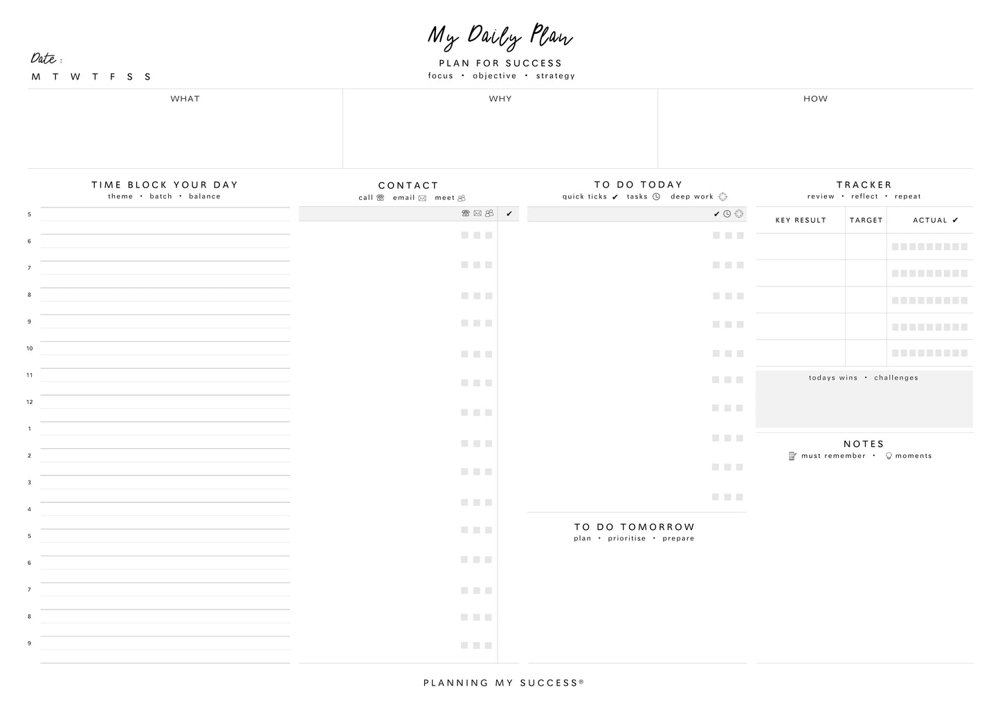 My Daily Plan - Dashboard A4 Desk Pad