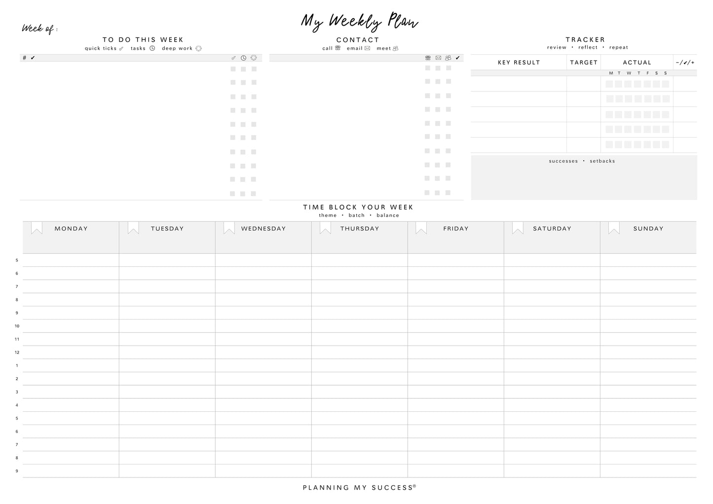 My Weekly Plan - Dashboard A4 Desk Pad