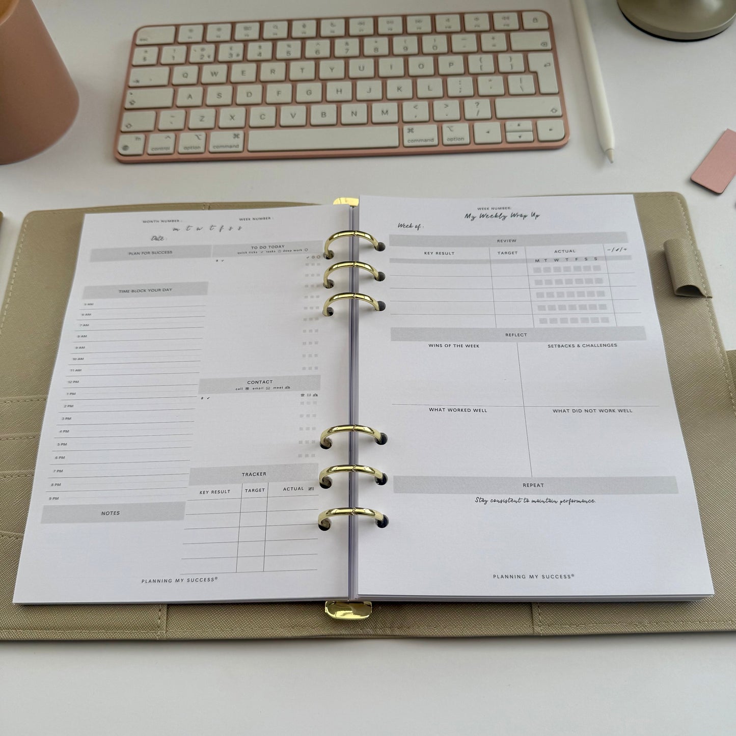 Planning my Success in the Year Ahead - A5 Undated Inserts Pack (Day on One Page)