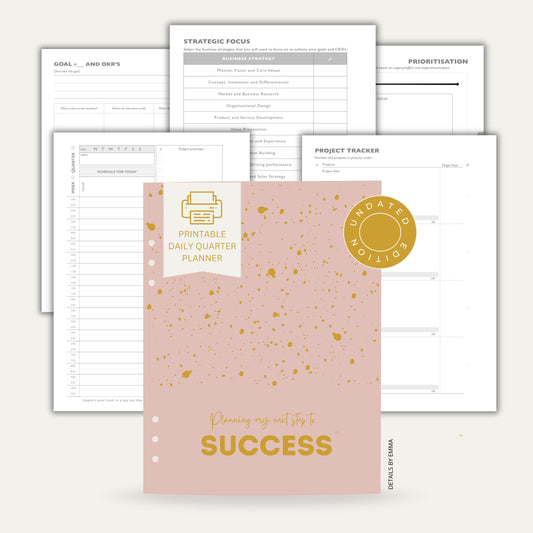 Planning my Next Step to Success - Undated Printable Inserts Pack (Day on Two Page Quarter Planner)