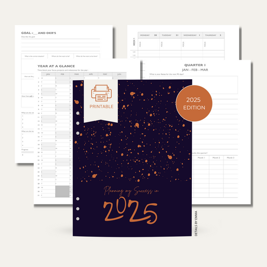 Planning my Success in 2025 - Printable Inserts Pack (Week on Two Page)