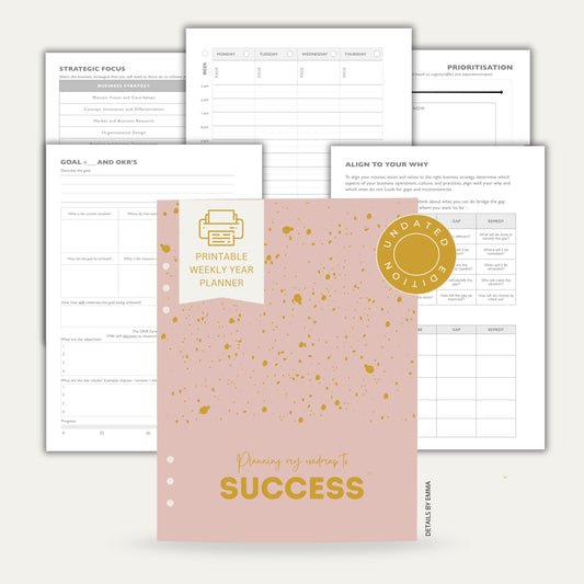 Planning my Roadmap to Success - Undated Printable Inserts Pack (Week on Two Page Year Planner)