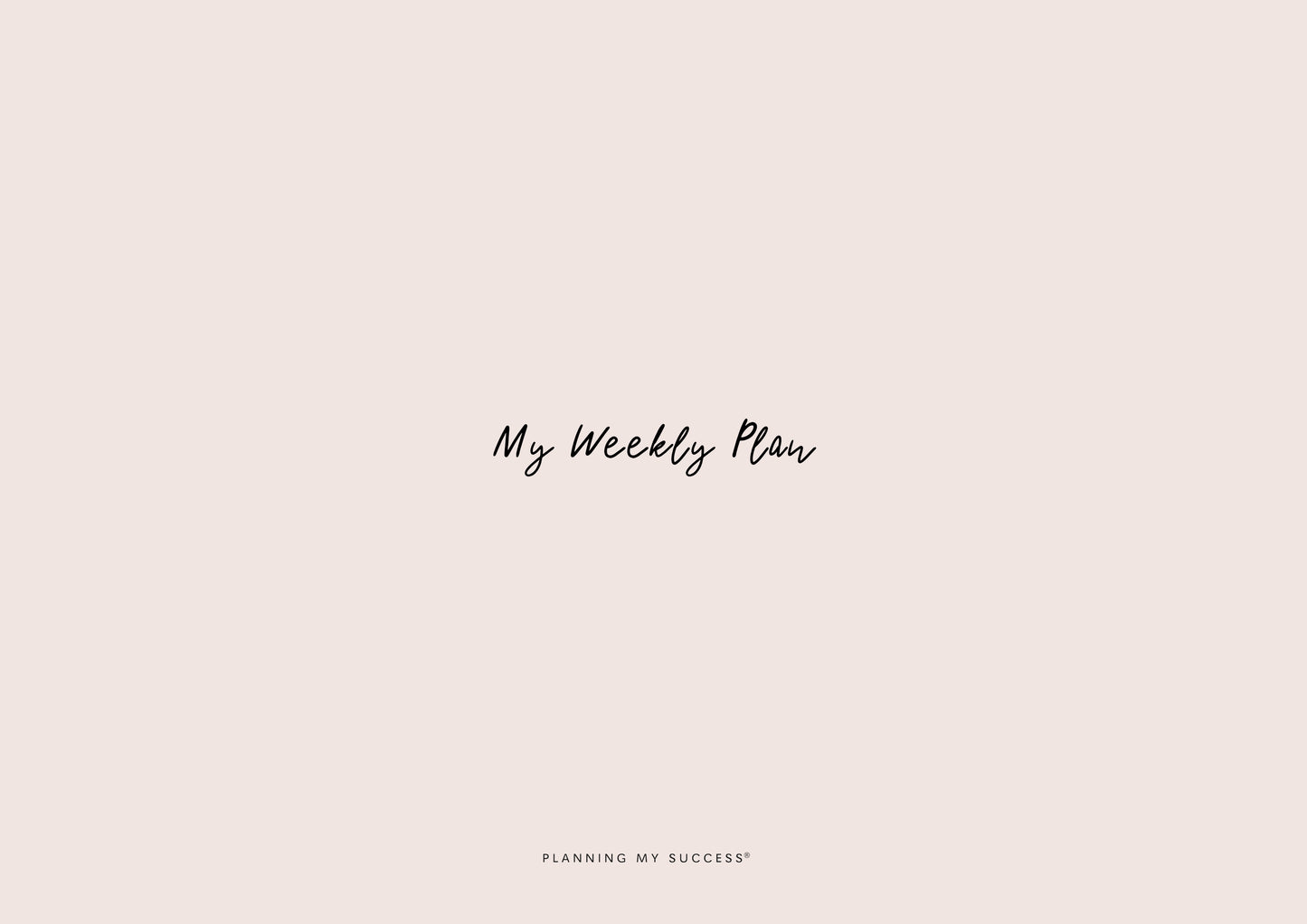 My Weekly Plan - Dashboard A4 Desk Pad